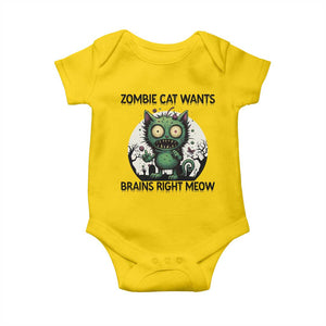 Funny Zombie Cat Wants Brains Right Meow Baby Onesie Halloween Zombie Kitten TS12 Daisy Print Your Wear