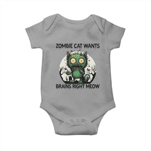 Funny Zombie Cat Wants Brains Right Meow Baby Onesie Halloween Zombie Kitten TS12 Sport Gray Print Your Wear