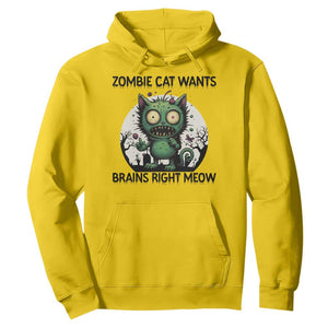 Funny Zombie Cat Wants Brains Right Meow Hoodie Halloween Zombie Kitten TS12 Daisy Print Your Wear