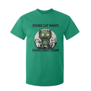 Funny Zombie Cat Wants Brains Right Meow T Shirt For Kid Halloween Zombie Kitten TS12 Irish Green Print Your Wear