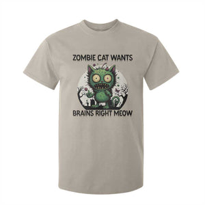 Funny Zombie Cat Wants Brains Right Meow T Shirt For Kid Halloween Zombie Kitten TS12 Sand Print Your Wear