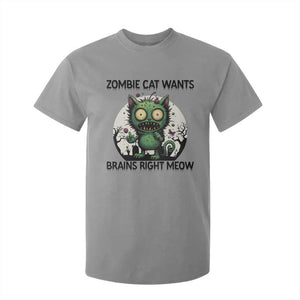 Funny Zombie Cat Wants Brains Right Meow T Shirt For Kid Halloween Zombie Kitten TS12 Sport Gray Print Your Wear
