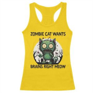 Funny Zombie Cat Wants Brains Right Meow Racerback Tank Top Halloween Zombie Kitten TS12 Daisy Print Your Wear