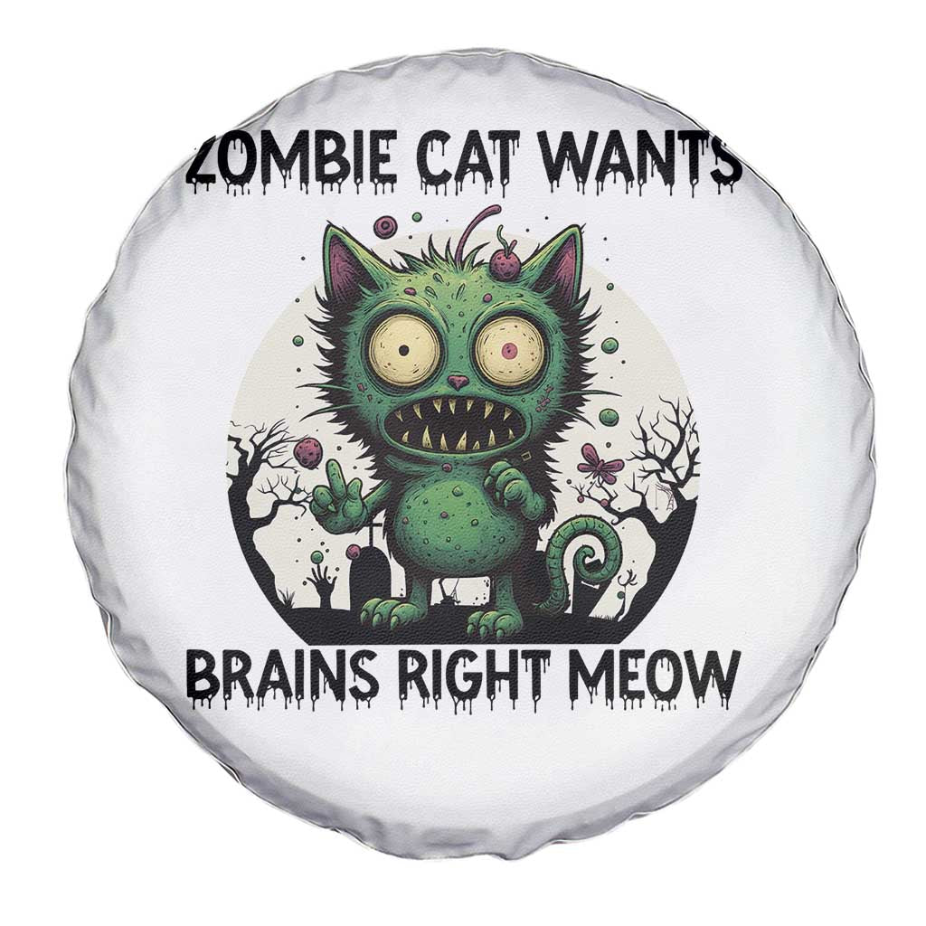 Funny Zombie Cat Wants Brains Right Meow Spare Tire Cover Halloween Zombie Kitten TS12 Print Your Wear