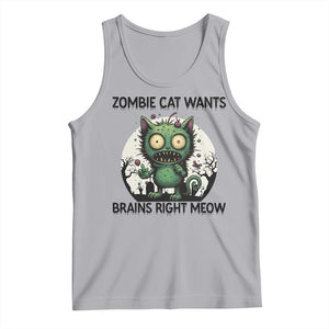 Funny Zombie Cat Wants Brains Right Meow Tank Top Halloween Zombie Kitten TS12 Athletic Heather Print Your Wear