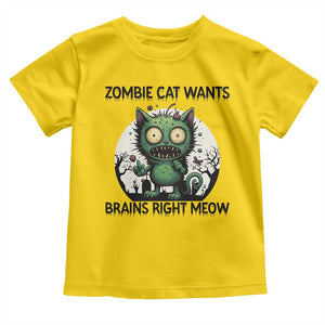Funny Zombie Cat Wants Brains Right Meow Toddler T Shirt Halloween Zombie Kitten TS12 Daisy Print Your Wear