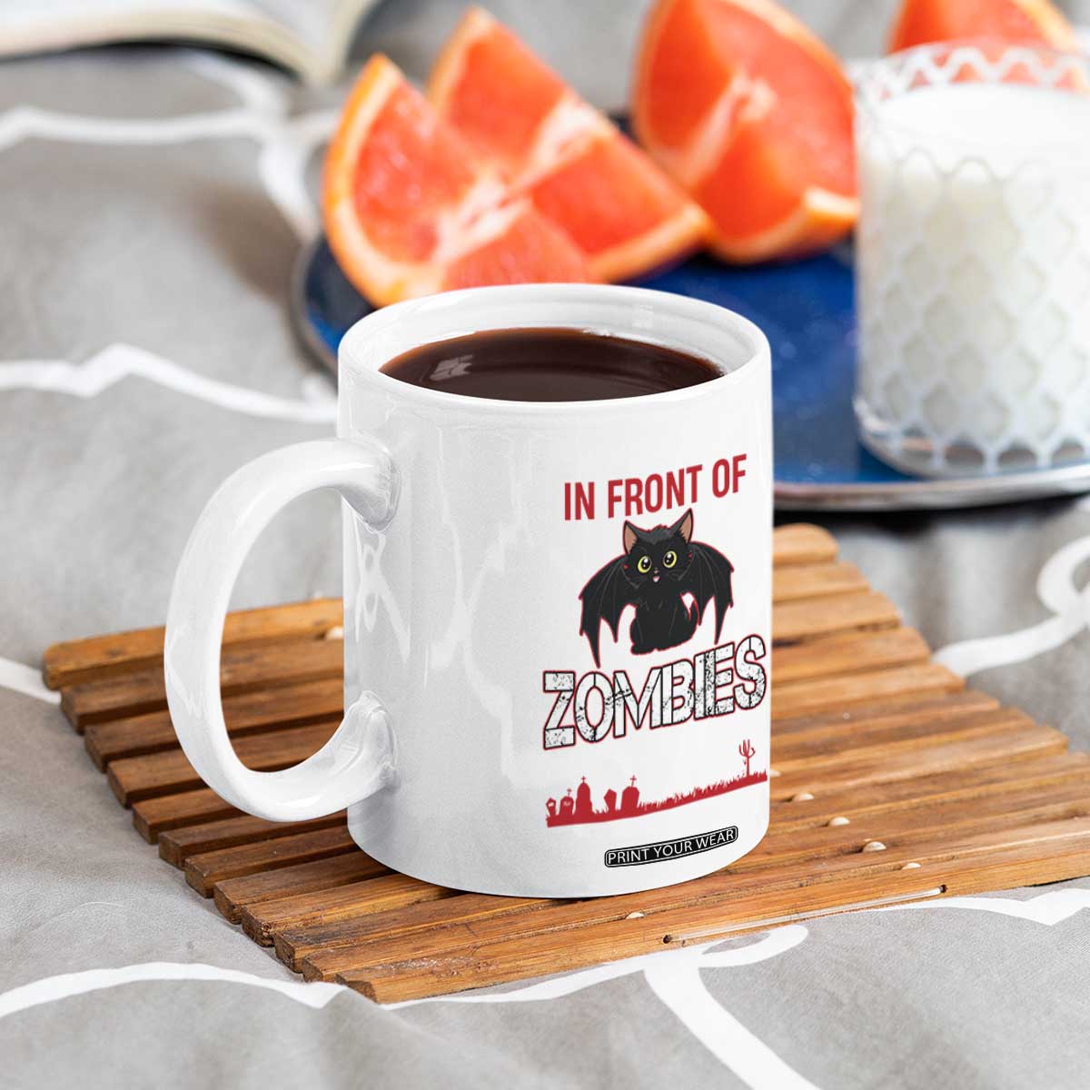 I Would Push You in Front Of Zombies To Save My Cat Coffee Mug Halloween Cat TS12 Print Your Wear