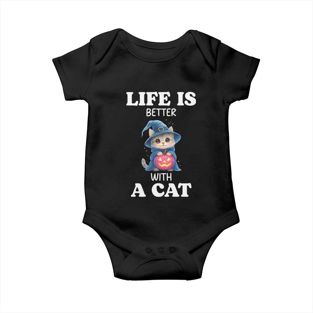 Halloween Kitty Baby Onesie Cute Life Is Better With A Cat TS12 Black Print Your Wear