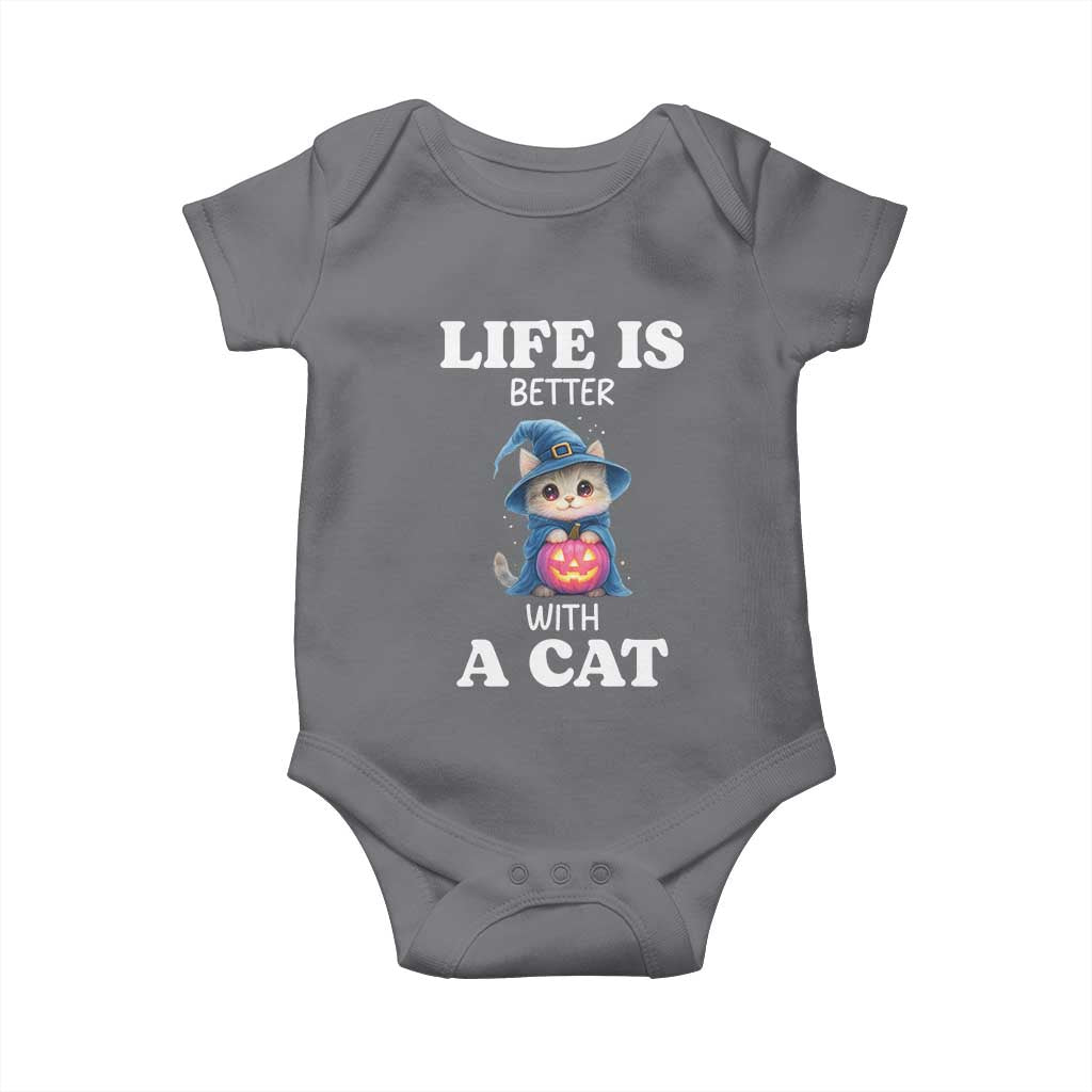 Halloween Kitty Baby Onesie Cute Life Is Better With A Cat TS12 Charcoal Print Your Wear