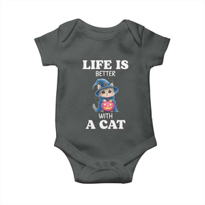 Halloween Kitty Baby Onesie Cute Life Is Better With A Cat TS12 Dark Heather Print Your Wear
