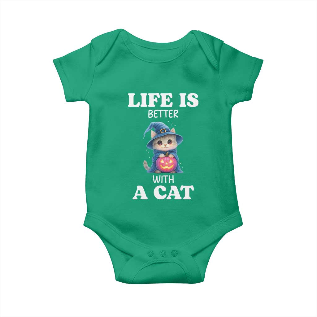 Halloween Kitty Baby Onesie Cute Life Is Better With A Cat TS12 Irish Green Print Your Wear
