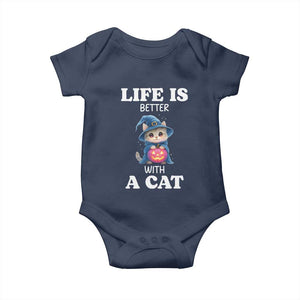 Halloween Kitty Baby Onesie Cute Life Is Better With A Cat TS12 Navy Print Your Wear