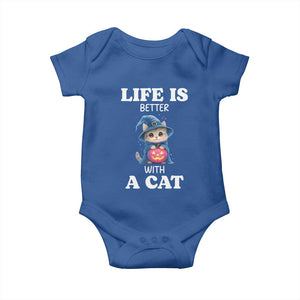 Halloween Kitty Baby Onesie Cute Life Is Better With A Cat TS12 Royal Blue Print Your Wear