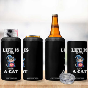 Halloween Kitty 4 in 1 Can Cooler Tumbler Cute Life Is Better With A Cat TS12 Print Your Wear