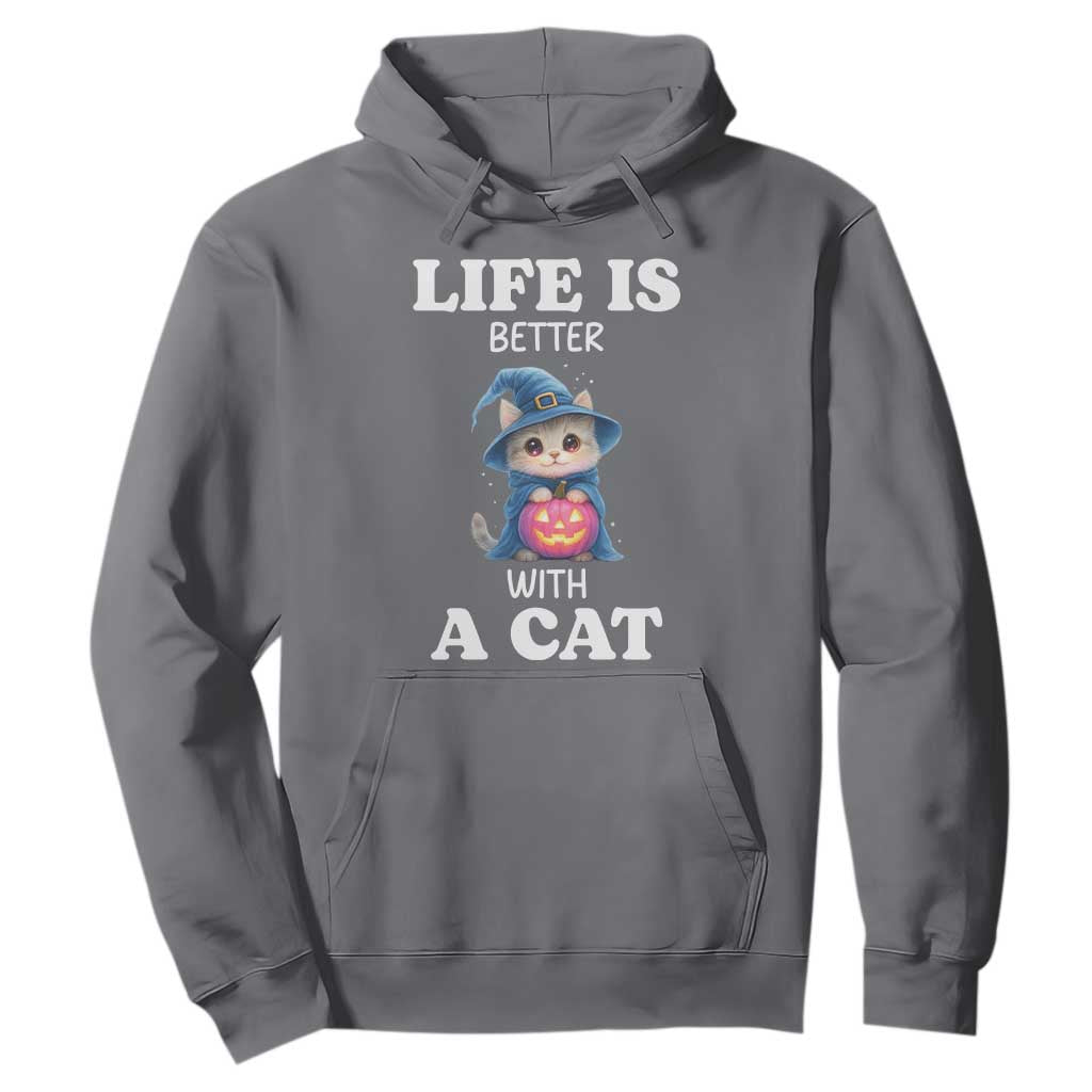 Halloween Kitty Hoodie Cute Life Is Better With A Cat TS12 Charcoal Print Your Wear