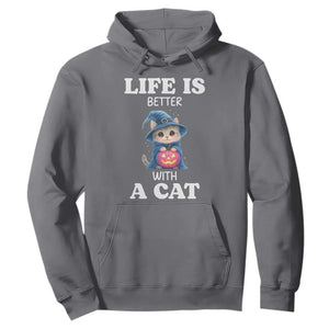 Halloween Kitty Hoodie Cute Life Is Better With A Cat TS12 Charcoal Print Your Wear