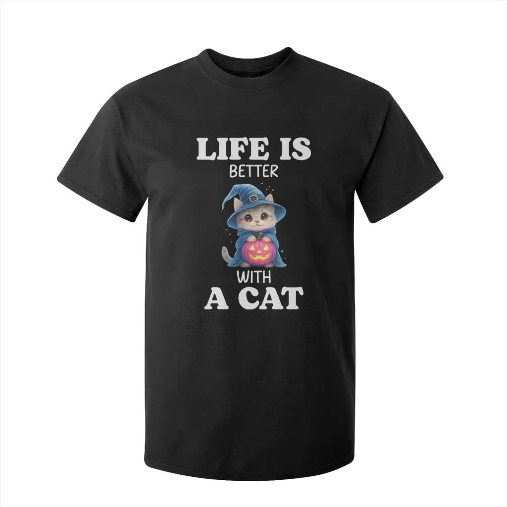 Halloween Kitty T Shirt For Kid Cute Life Is Better With A Cat TS12 Black Print Your Wear