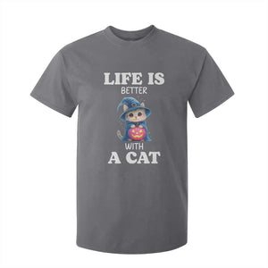Halloween Kitty T Shirt For Kid Cute Life Is Better With A Cat TS12 Charcoal Print Your Wear
