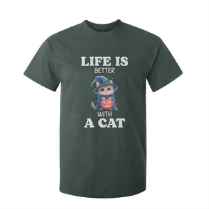 Halloween Kitty T Shirt For Kid Cute Life Is Better With A Cat TS12 Dark Forest Green Print Your Wear