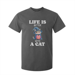 Halloween Kitty T Shirt For Kid Cute Life Is Better With A Cat TS12 Dark Heather Print Your Wear