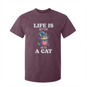 Halloween Kitty T Shirt For Kid Cute Life Is Better With A Cat TS12 Maroon Print Your Wear