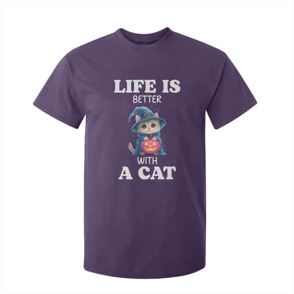 Halloween Kitty T Shirt For Kid Cute Life Is Better With A Cat TS12 Purple Print Your Wear