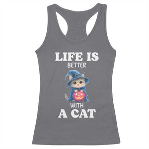 Halloween Kitty Racerback Tank Top Cute Life Is Better With A Cat TS12 Charcoal Print Your Wear
