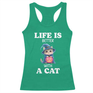 Halloween Kitty Racerback Tank Top Cute Life Is Better With A Cat TS12 Irish Green Print Your Wear