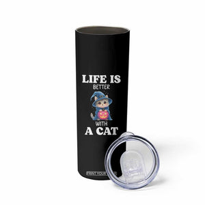 Halloween Kitty Skinny Tumbler Cute Life Is Better With A Cat TS12 Print Your Wear