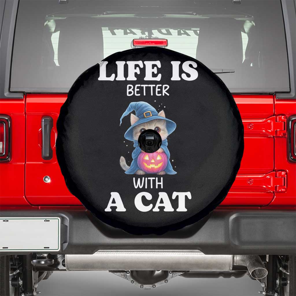 Halloween Kitty Spare Tire Cover Cute Life Is Better With A Cat TS12 Black Print Your Wear