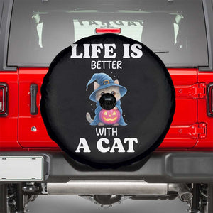 Halloween Kitty Spare Tire Cover Cute Life Is Better With A Cat TS12 Black Print Your Wear