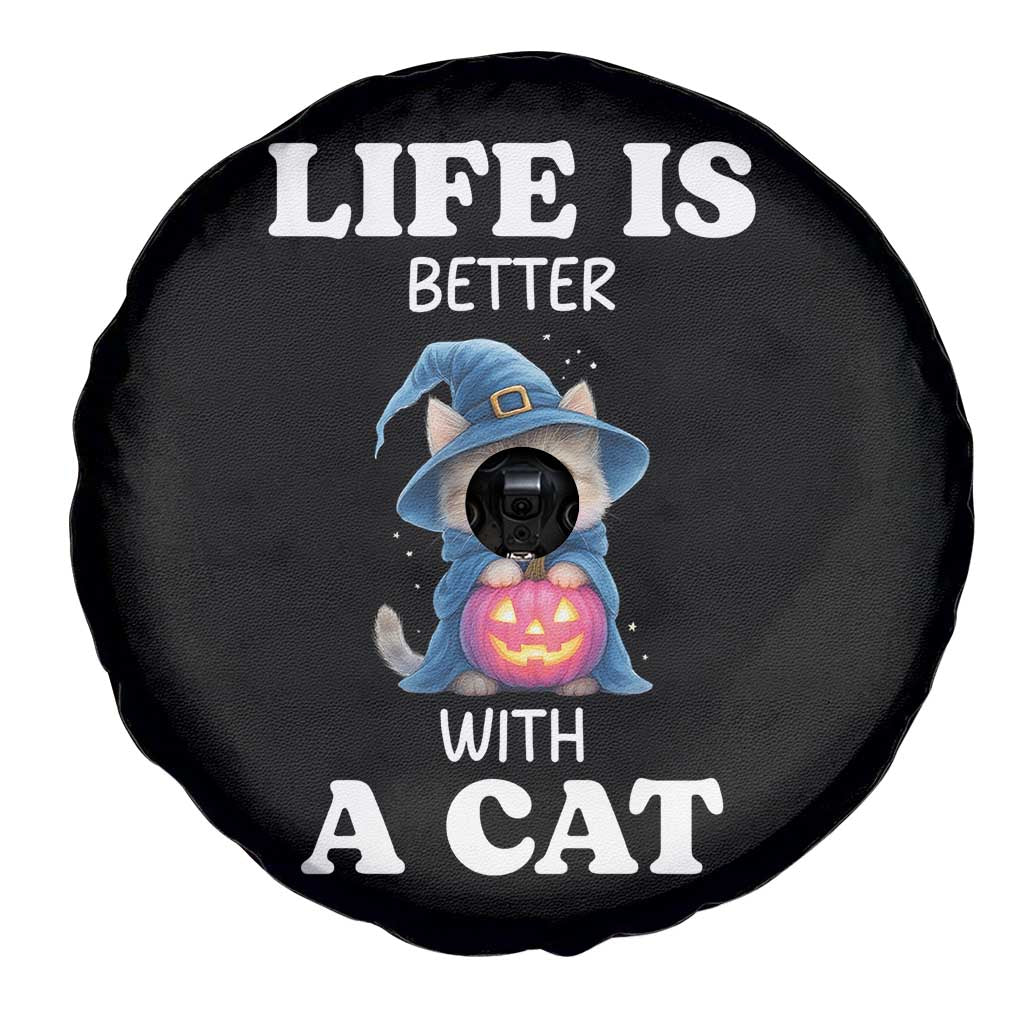 Halloween Kitty Spare Tire Cover Cute Life Is Better With A Cat TS12 Print Your Wear