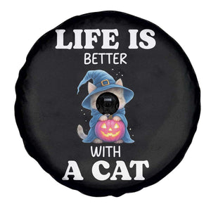 Halloween Kitty Spare Tire Cover Cute Life Is Better With A Cat TS12 Print Your Wear
