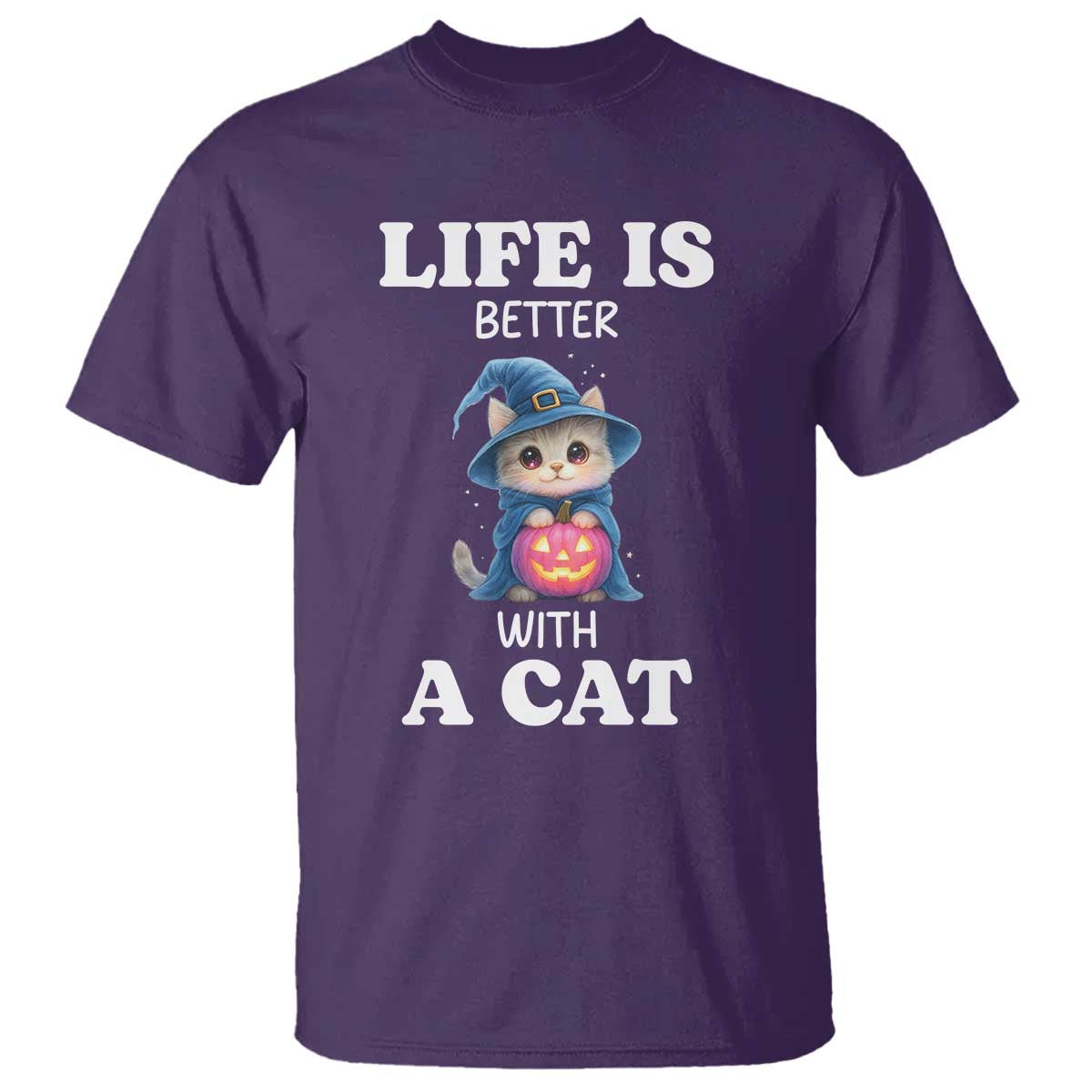 Halloween Kitty T Shirt Cute Life Is Better With A Cat TS12 Purple Print Your Wear