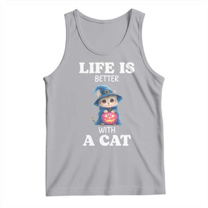 Halloween Kitty Tank Top Cute Life Is Better With A Cat TS12 Athletic Heather Print Your Wear