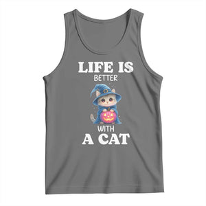 Halloween Kitty Tank Top Cute Life Is Better With A Cat TS12 Black Heather Print Your Wear