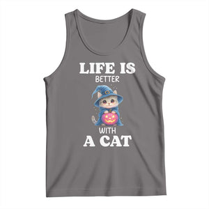 Halloween Kitty Tank Top Cute Life Is Better With A Cat TS12 Deep Heather Print Your Wear
