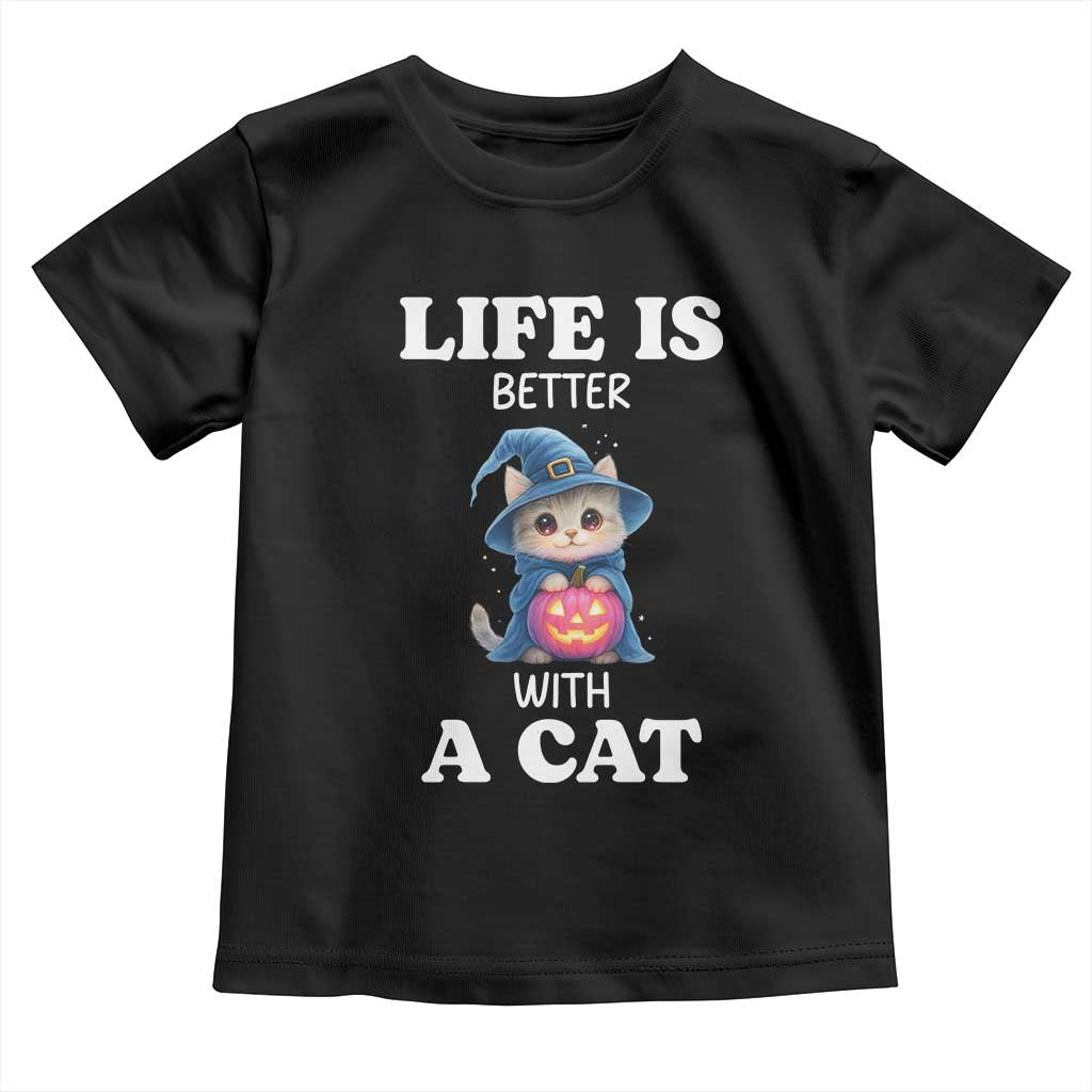 Halloween Kitty Toddler T Shirt Cute Life Is Better With A Cat TS12 Black Print Your Wear