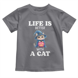 Halloween Kitty Toddler T Shirt Cute Life Is Better With A Cat TS12 Charcoal Print Your Wear
