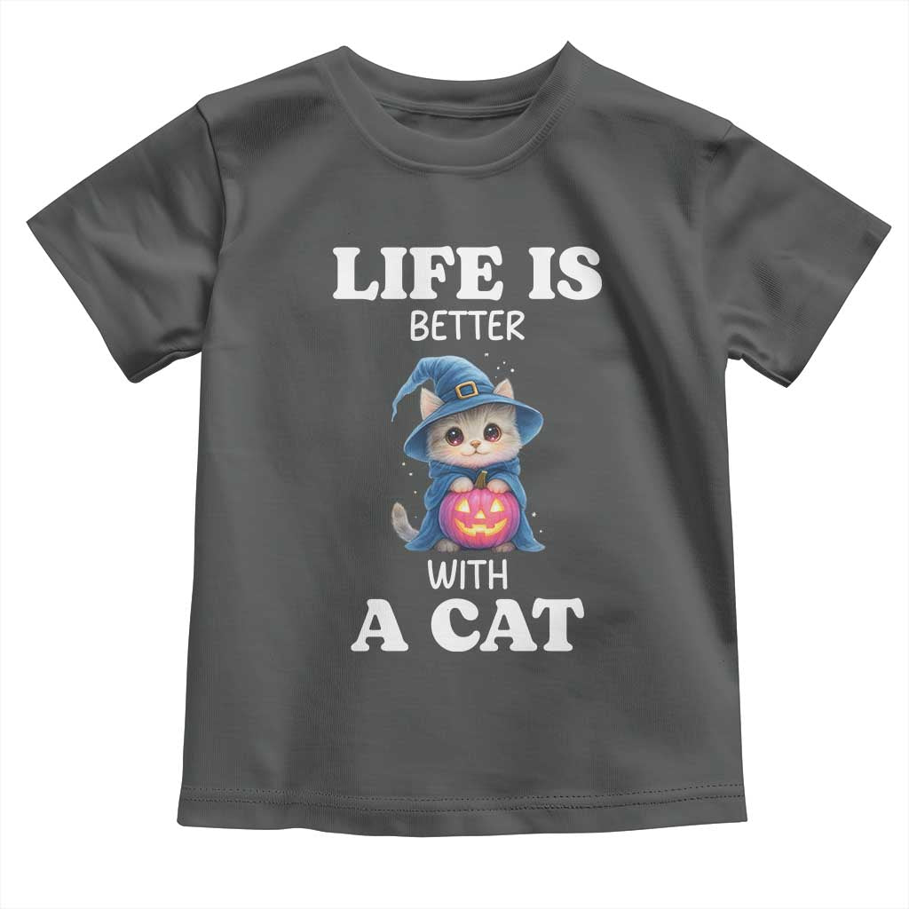 Halloween Kitty Toddler T Shirt Cute Life Is Better With A Cat TS12 Dark Heather Print Your Wear