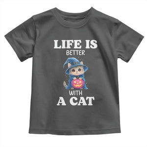 Halloween Kitty Toddler T Shirt Cute Life Is Better With A Cat TS12 Dark Heather Print Your Wear