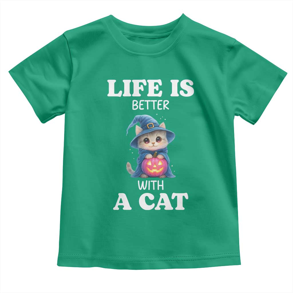 Halloween Kitty Toddler T Shirt Cute Life Is Better With A Cat TS12 Irish Green Print Your Wear