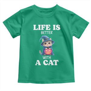 Halloween Kitty Toddler T Shirt Cute Life Is Better With A Cat TS12 Irish Green Print Your Wear