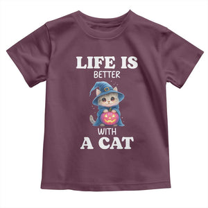 Halloween Kitty Toddler T Shirt Cute Life Is Better With A Cat TS12 Maroon Print Your Wear