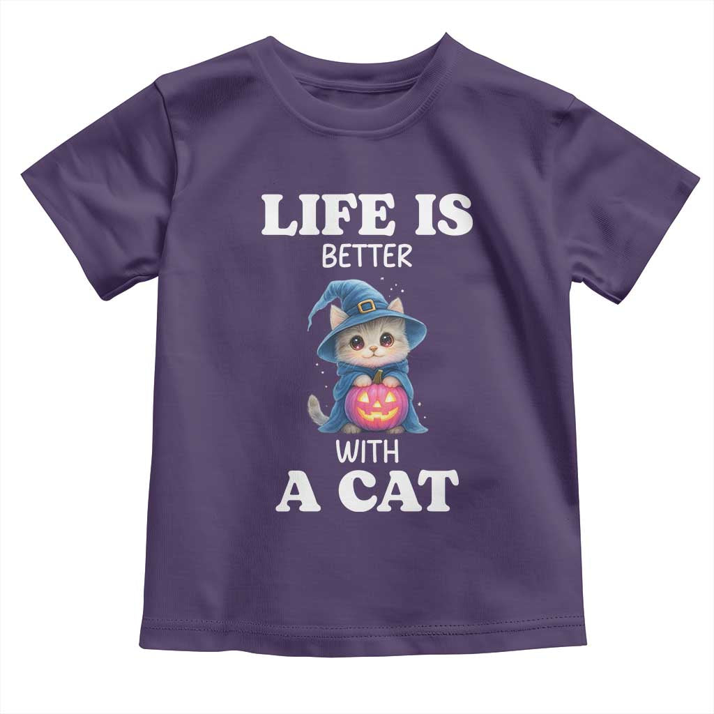 Halloween Kitty Toddler T Shirt Cute Life Is Better With A Cat TS12 Purple Print Your Wear
