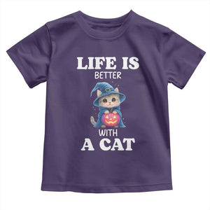 Halloween Kitty Toddler T Shirt Cute Life Is Better With A Cat TS12 Purple Print Your Wear