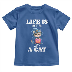 Halloween Kitty Toddler T Shirt Cute Life Is Better With A Cat TS12 Royal Blue Print Your Wear