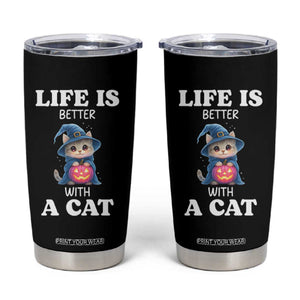 Halloween Kitty Tumbler Cup Cute Life Is Better With A Cat TS12 Black Print Your Wear