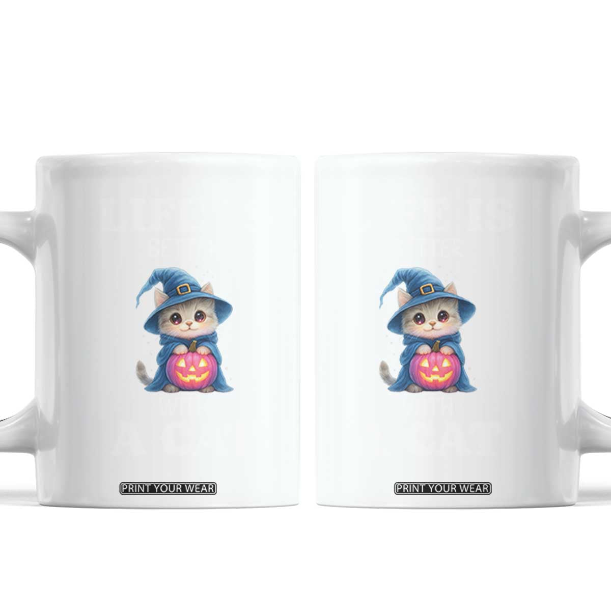 Halloween Kitty Coffee Mug Cute Life Is Better With A Cat TS12 Black Print Your Wear
