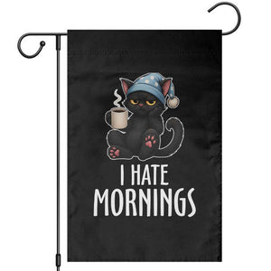 Funny I Hate Mornings Garden Flag Cute Lazy Cat Drink Coffee TS12 Black Print Your Wear